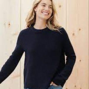 Jenni Kayne Navy Cashmere Fisherman Sweater XL